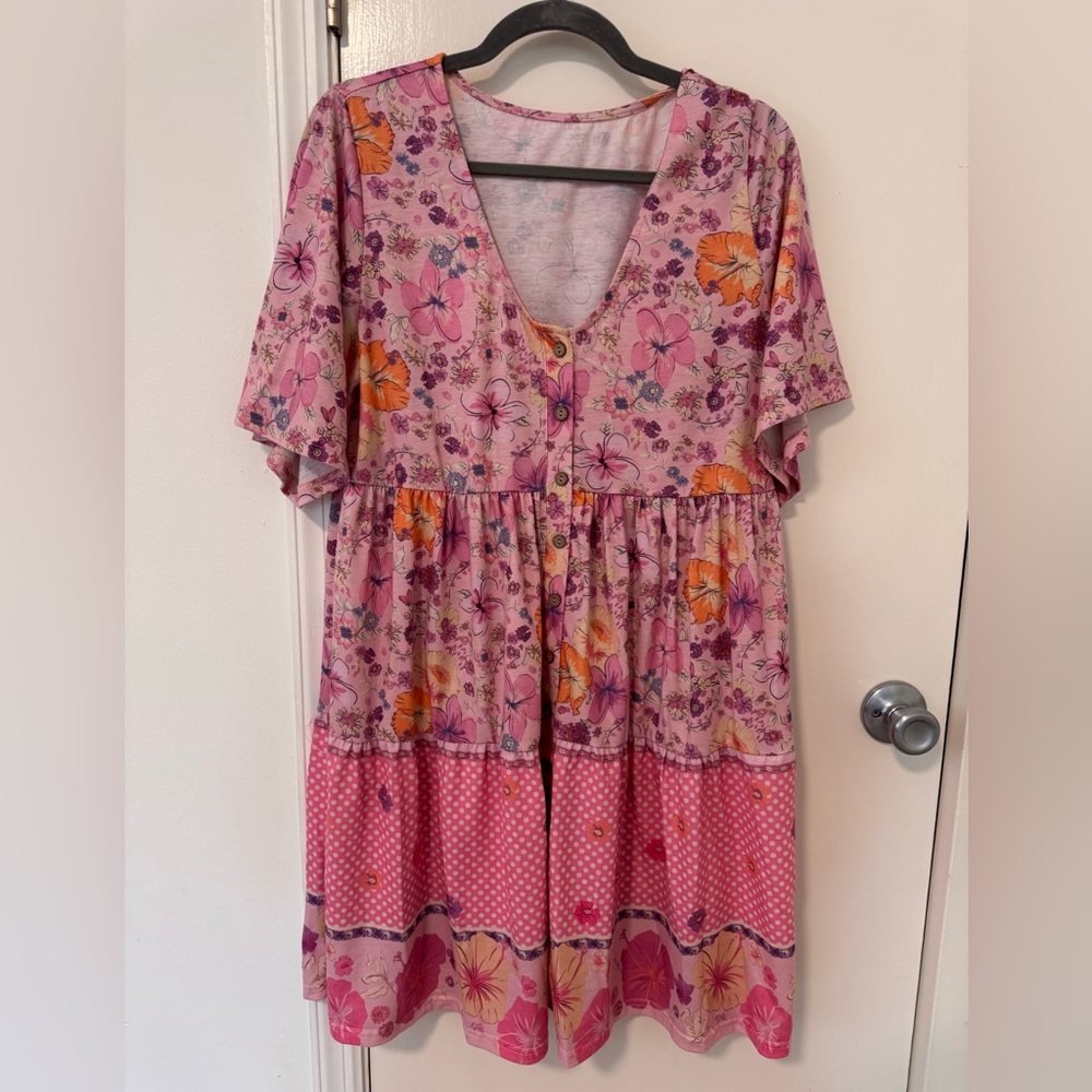 Floral Pink and Orange Dress